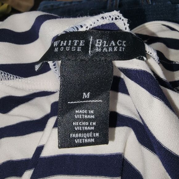 Whbm Women's Striped V-neck Cap Sleeve Top Sizs Medium - Picture 5 of 6